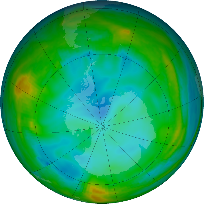 Antarctic ozone map for 19 June 1982